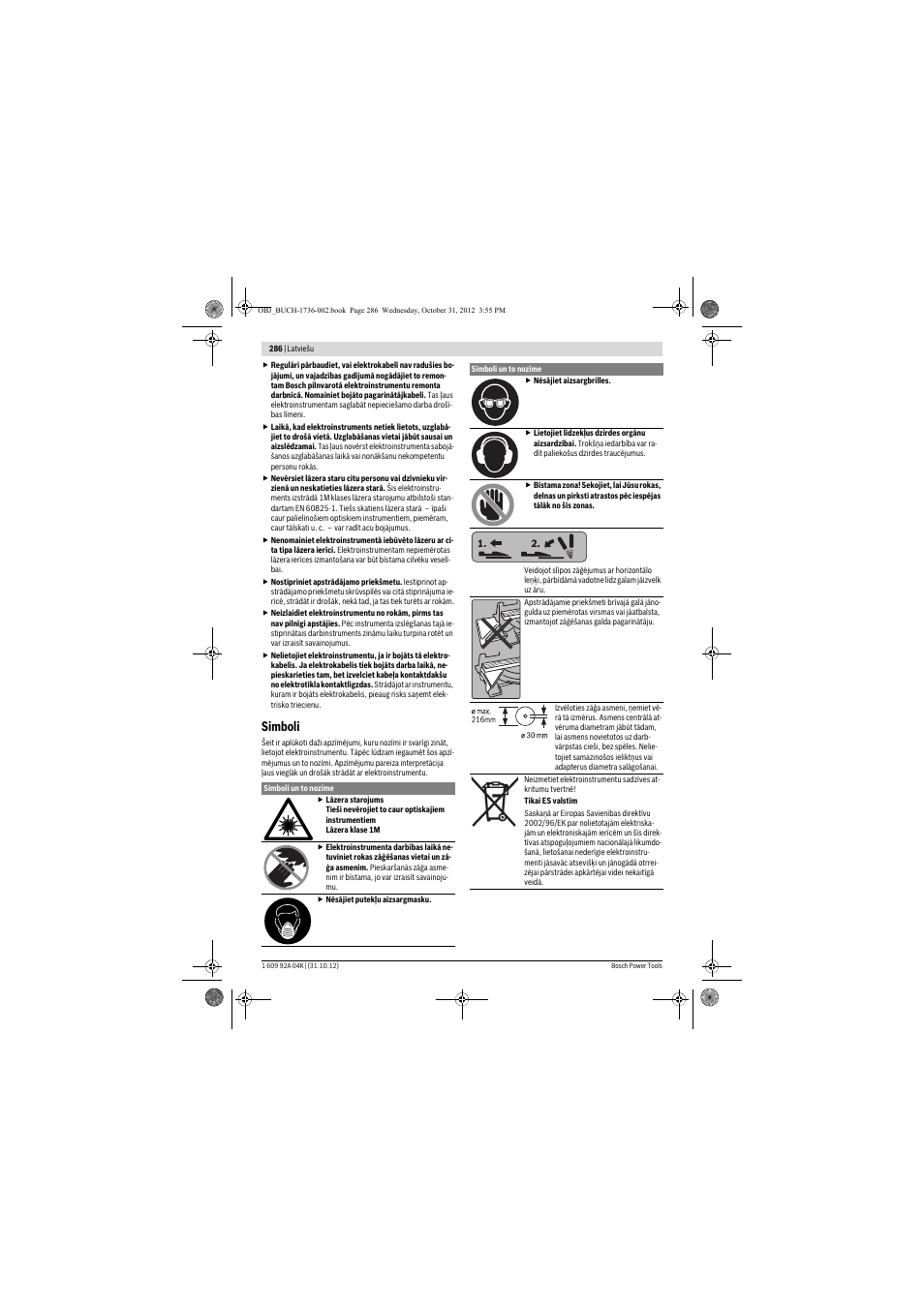 Simboli | Bosch GCM 8 SJL Professional User Manual | Page 286 / 332