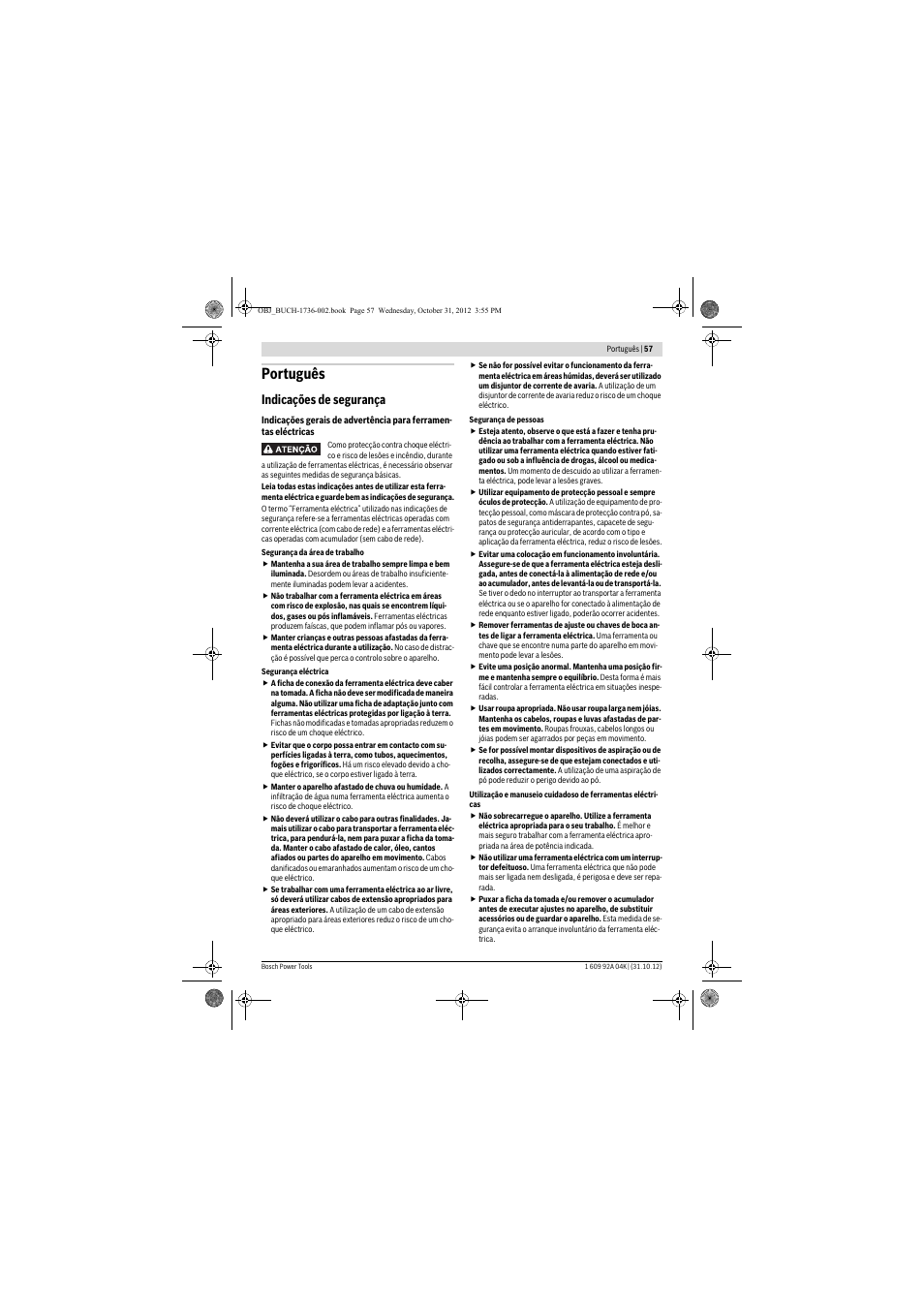 Português, Indicações de segurança | Bosch GCM 8 SJL Professional User Manual | Page 57 / 332