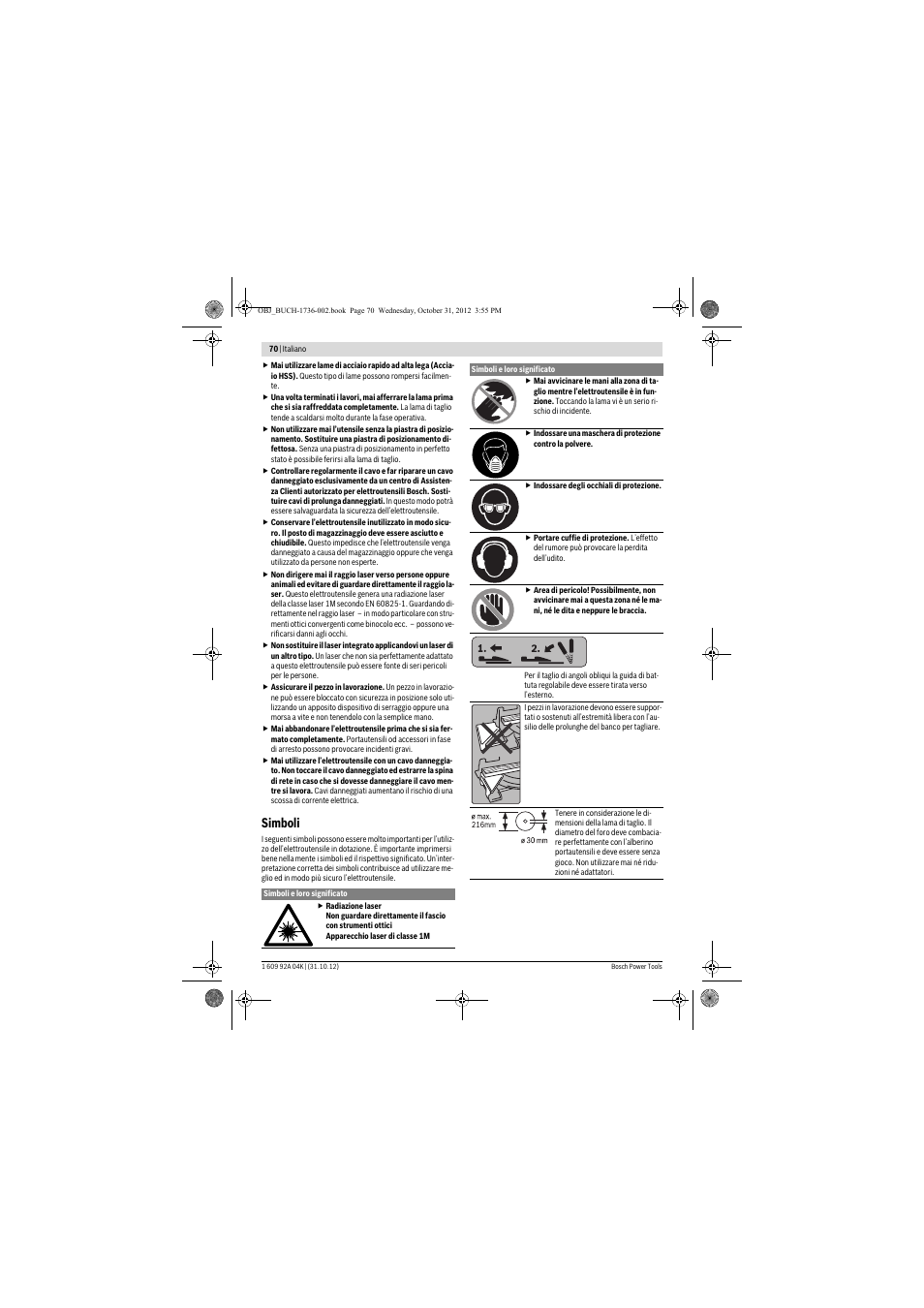 Simboli | Bosch GCM 8 SJL Professional User Manual | Page 70 / 332