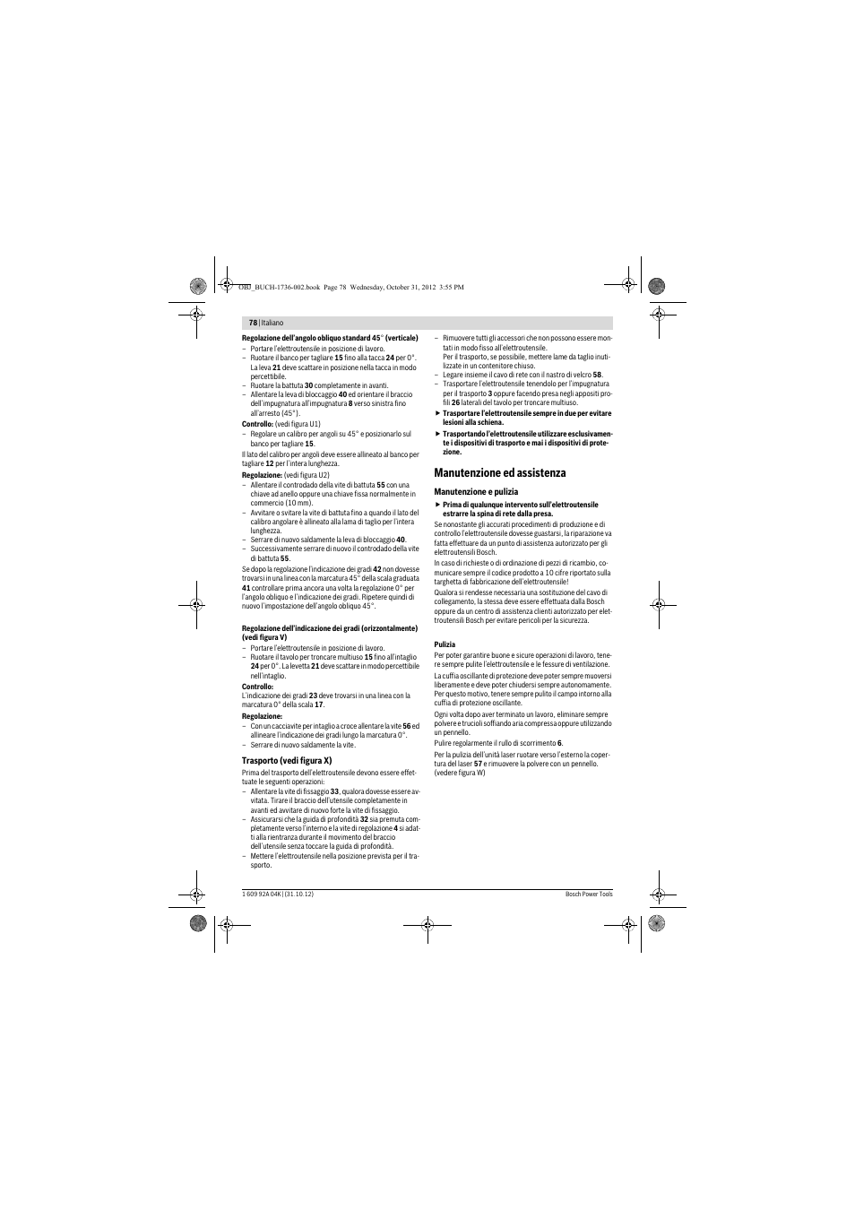Manutenzione ed assistenza | Bosch GCM 8 SJL Professional User Manual | Page 78 / 332
