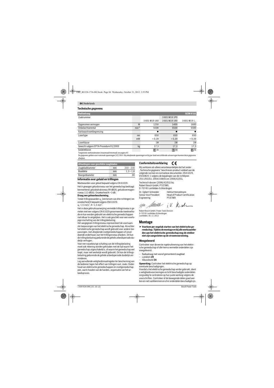 Montage | Bosch GCM 8 SJL Professional User Manual | Page 84 / 332