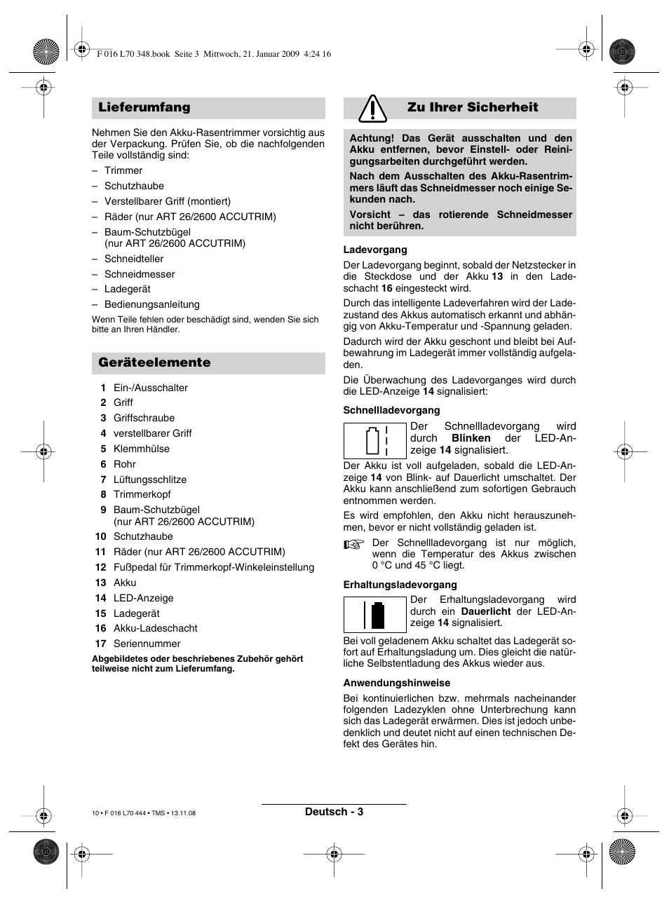 Lieferumfang geräteelemente zu ihrer sicherheit | Bosch ART 23 Accutrim User Manual | Page 10 / 201