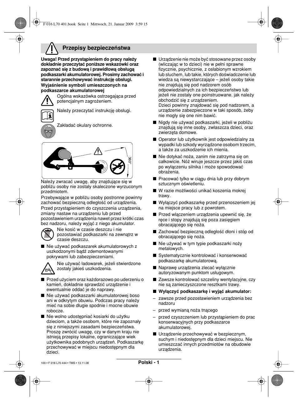 Przepisy bezpieczeµstwa | Bosch ART 23 Accutrim User Manual | Page 100 / 201