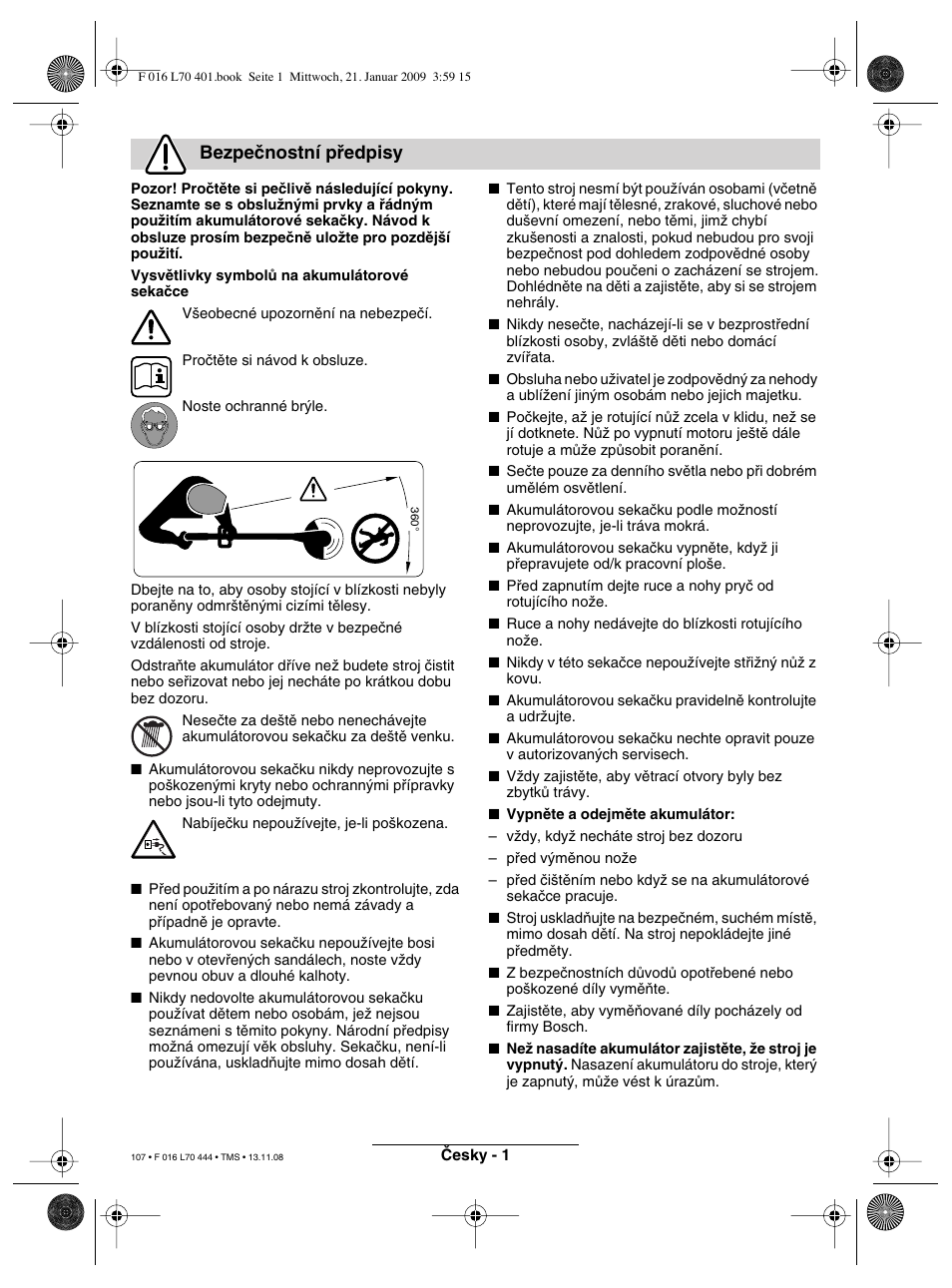 Bezpeãnostní pﬁedpisy | Bosch ART 23 Accutrim User Manual | Page 107 / 201