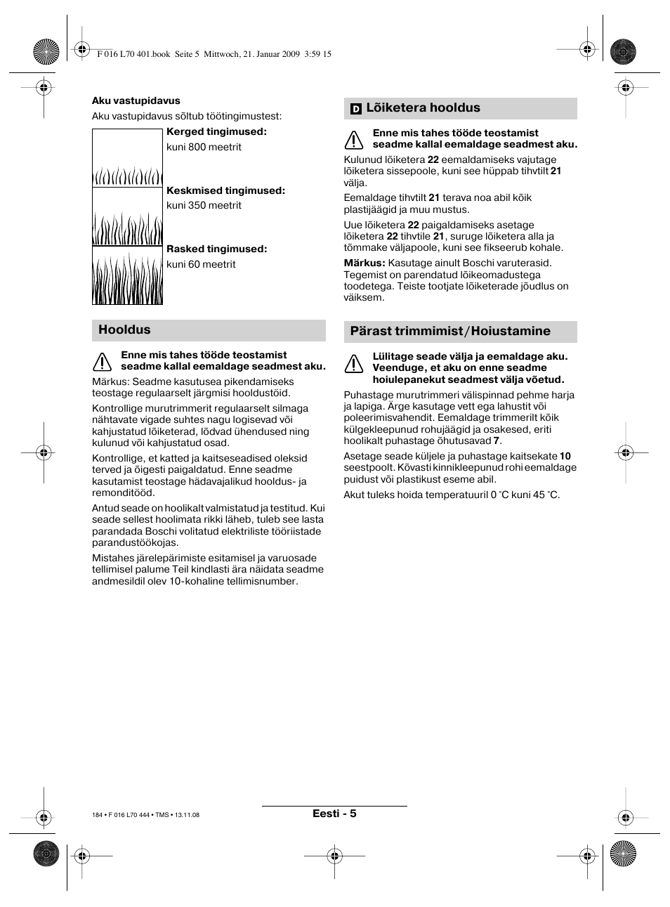 Bosch ART 23 Accutrim User Manual | Page 184 / 201