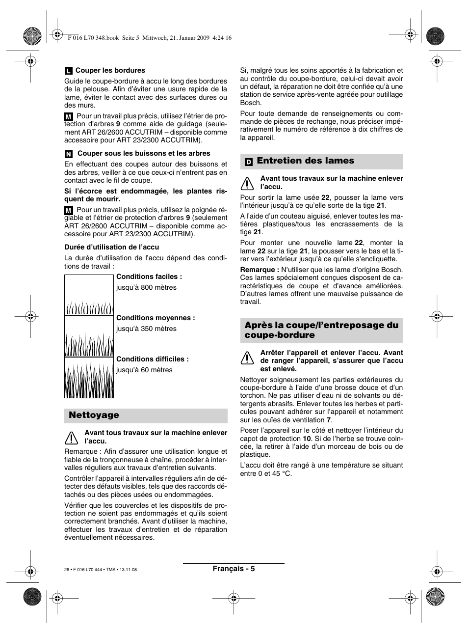 Nettoyage | Bosch ART 23 Accutrim User Manual | Page 26 / 201