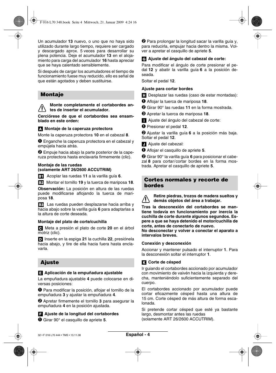 Montaje ajuste, Cortes normales y recorte de bordes | Bosch ART 23 Accutrim User Manual | Page 32 / 201