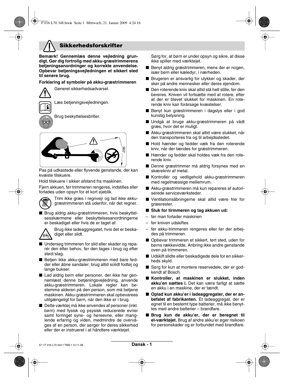 Sikkerhedsforskrifter | Bosch ART 23 Accutrim User Manual | Page 57 / 201