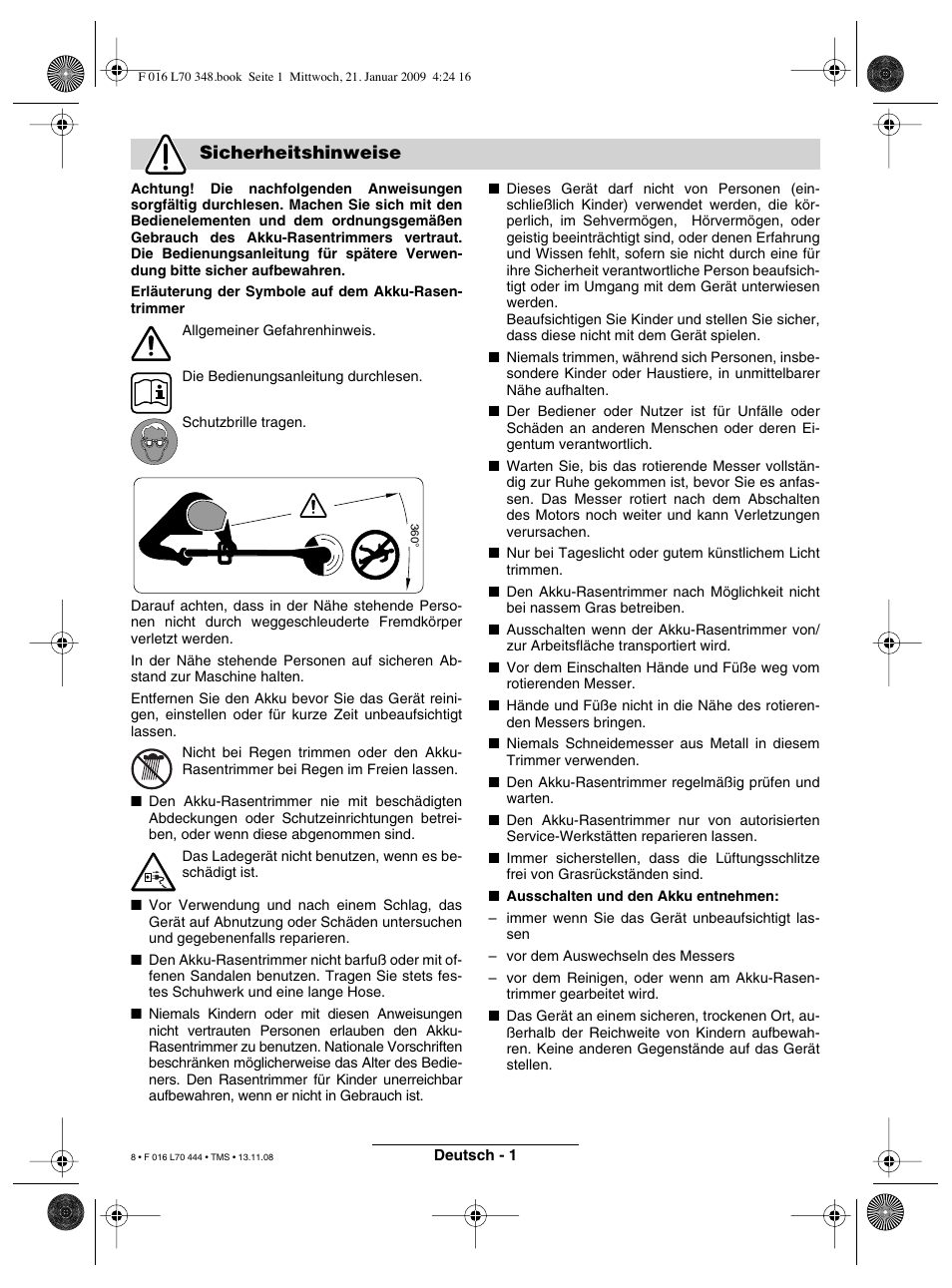 Sicherheitshinweise | Bosch ART 23 Accutrim User Manual | Page 8 / 201