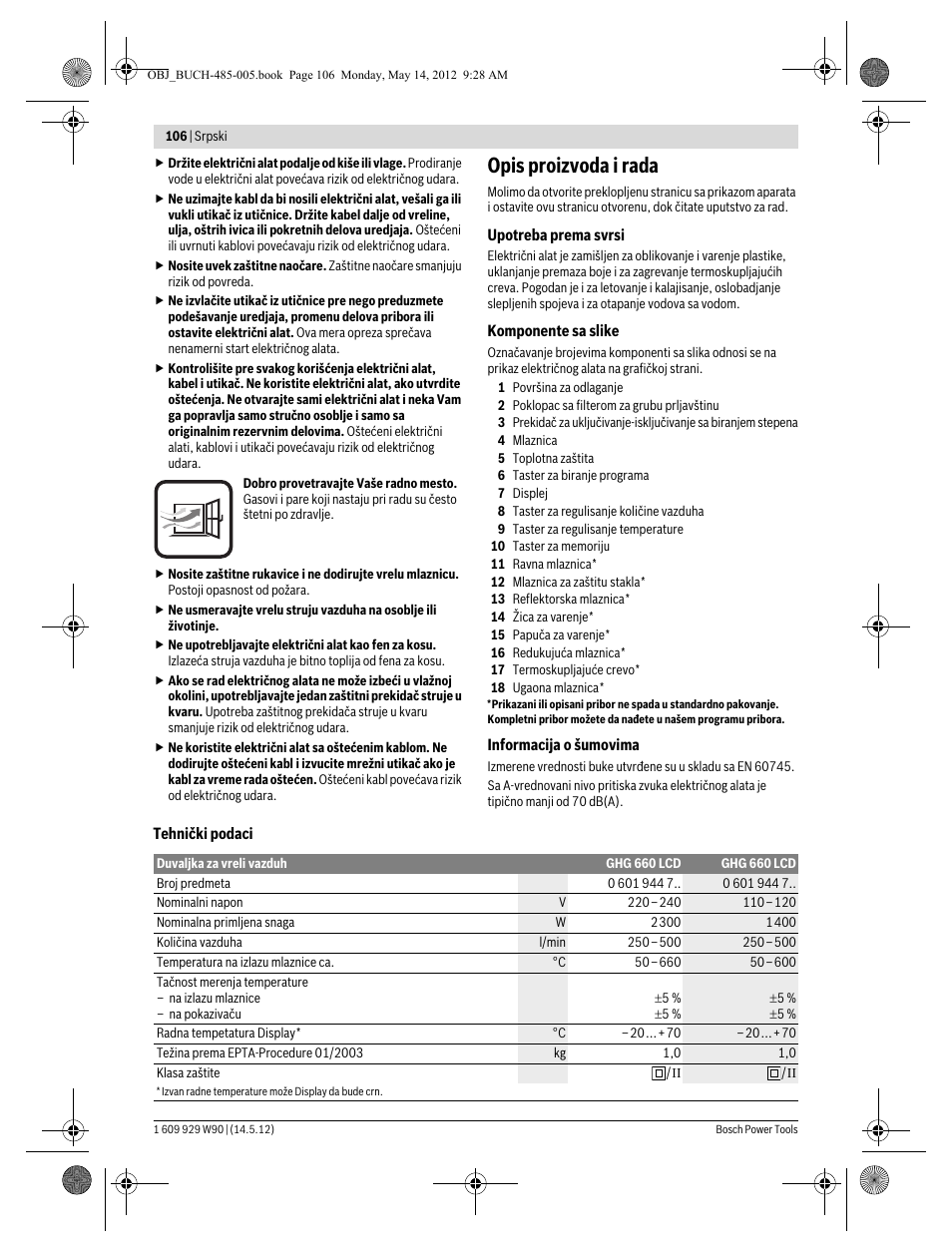 Opis proizvoda i rada | Bosch GHG 660 LCD Professional User Manual | Page 106 / 142