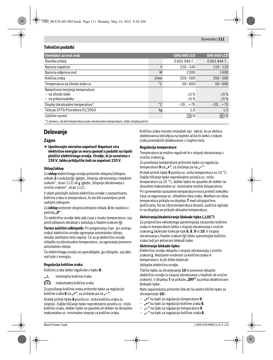 Delovanje | Bosch GHG 660 LCD Professional User Manual | Page 111 / 142