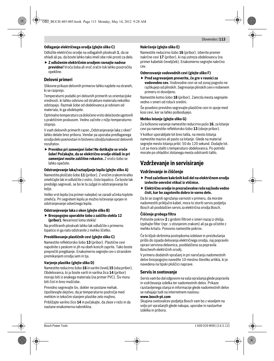 Vzdrževanje in servisiranje | Bosch GHG 660 LCD Professional User Manual | Page 113 / 142