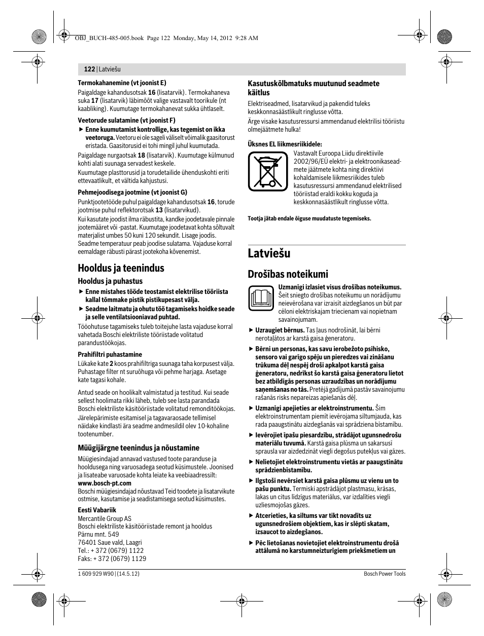 Latviešu, Hooldus ja teenindus | Bosch GHG 660 LCD Professional User Manual | Page 122 / 142