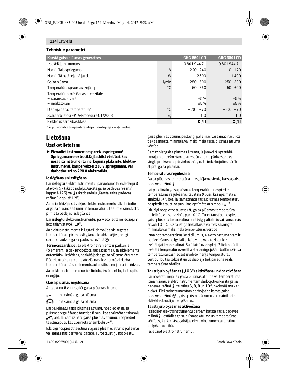 Lietošana | Bosch GHG 660 LCD Professional User Manual | Page 124 / 142