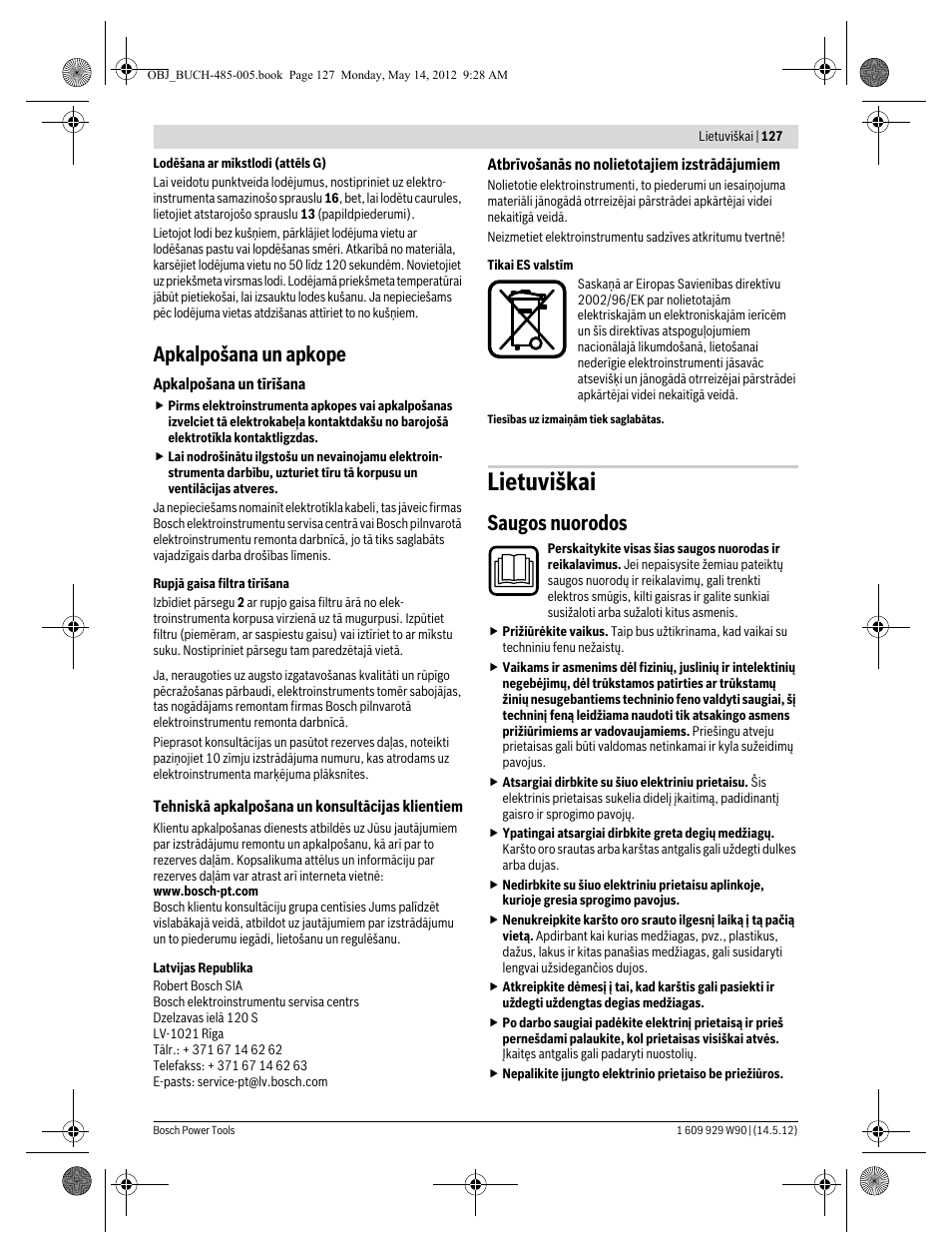 Lietuviškai, Apkalpošana un apkope, Saugos nuorodos | Bosch GHG 660 LCD Professional User Manual | Page 127 / 142