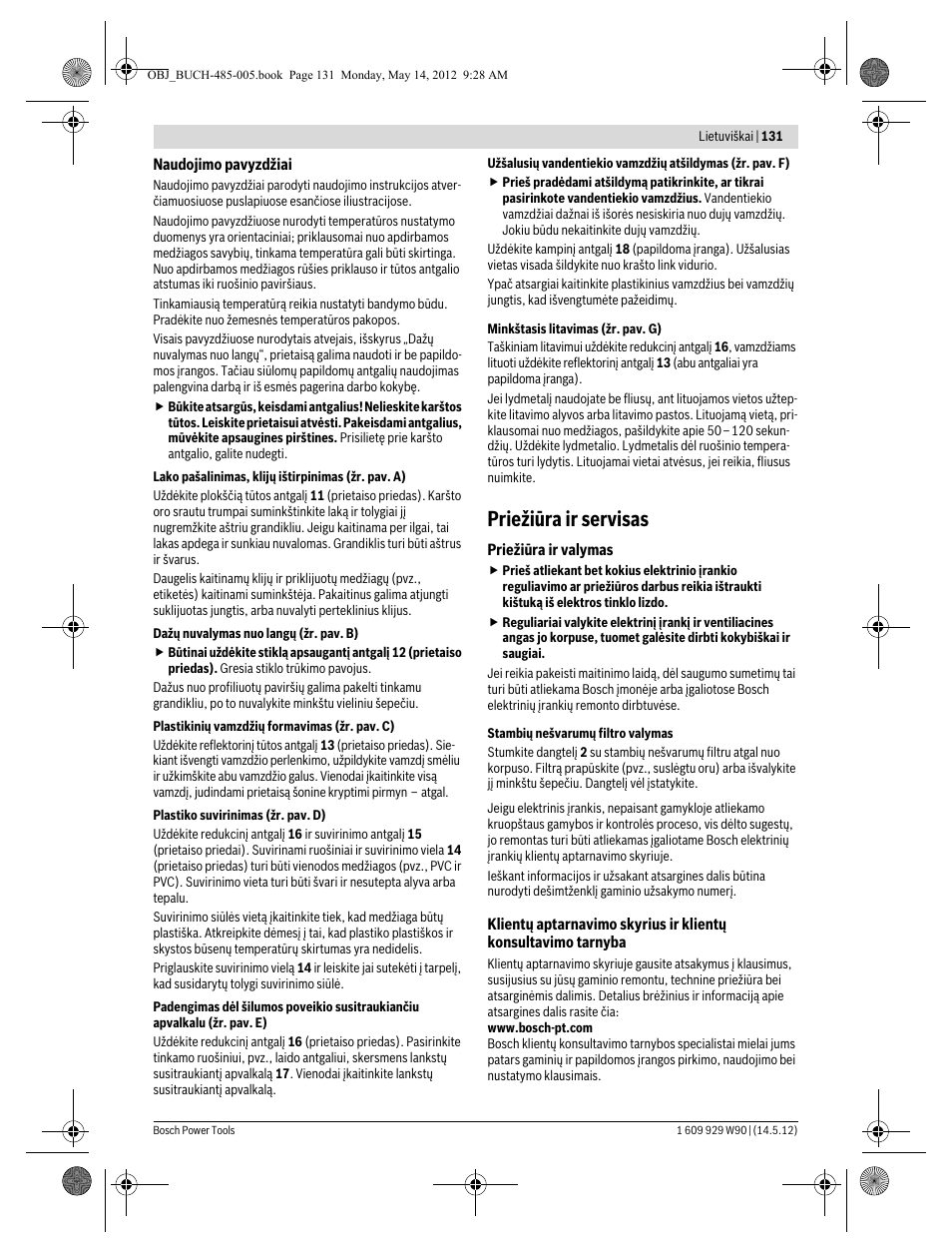 Priežiūra ir servisas | Bosch GHG 660 LCD Professional User Manual | Page 131 / 142