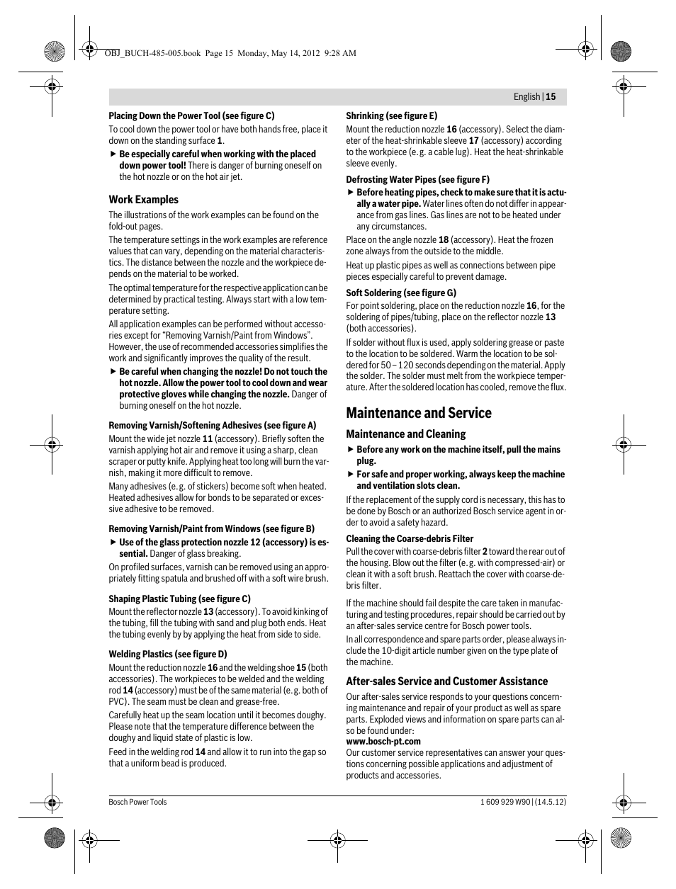 Maintenance and service | Bosch GHG 660 LCD Professional User Manual | Page 15 / 142