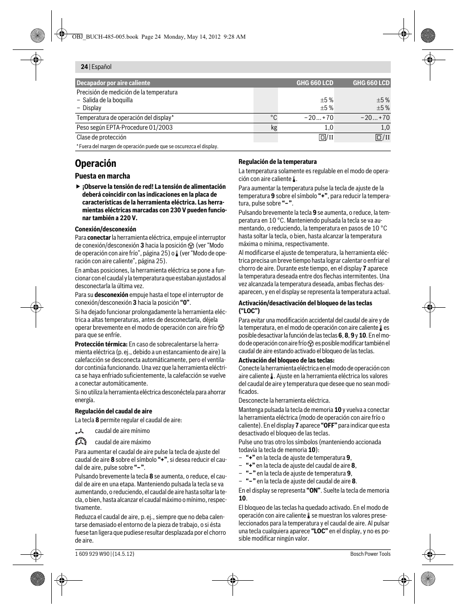 Operación | Bosch GHG 660 LCD Professional User Manual | Page 24 / 142