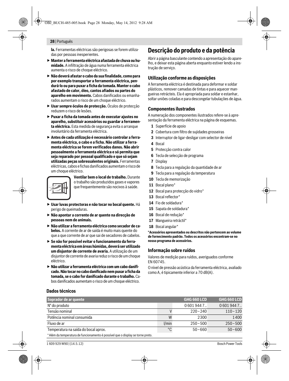 Descrição do produto e da potência | Bosch GHG 660 LCD Professional User Manual | Page 28 / 142