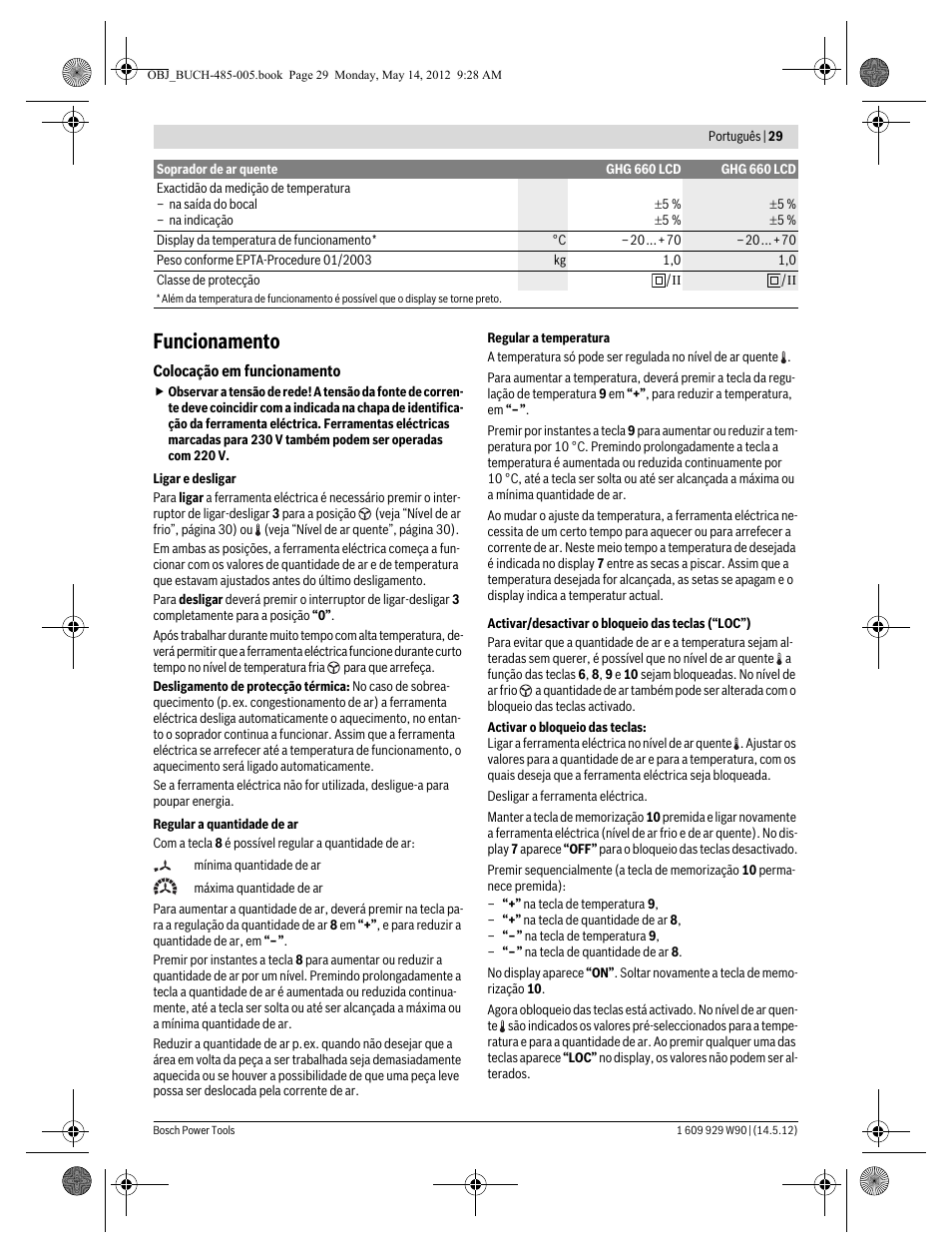 Funcionamento | Bosch GHG 660 LCD Professional User Manual | Page 29 / 142