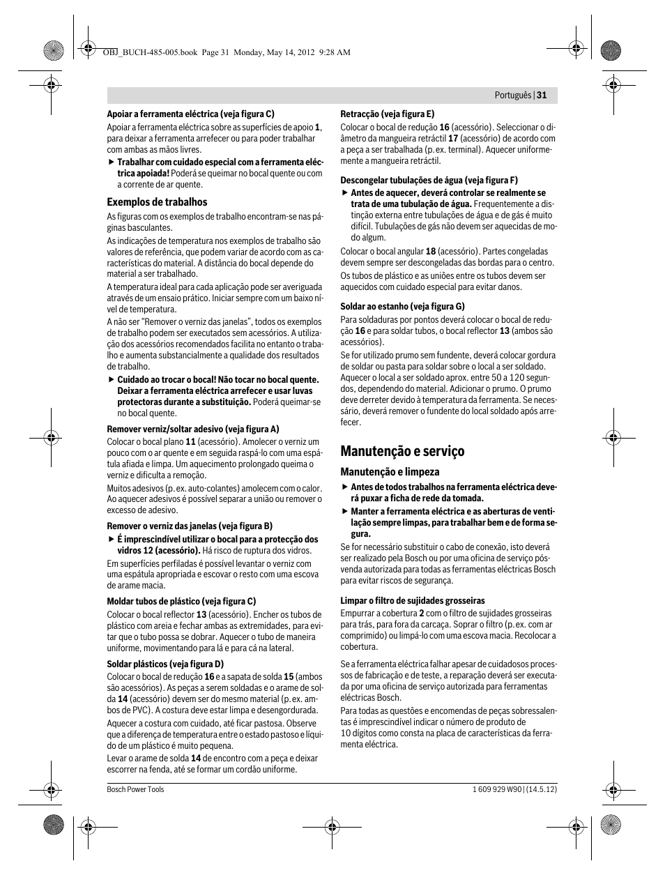 Manutenção e serviço | Bosch GHG 660 LCD Professional User Manual | Page 31 / 142