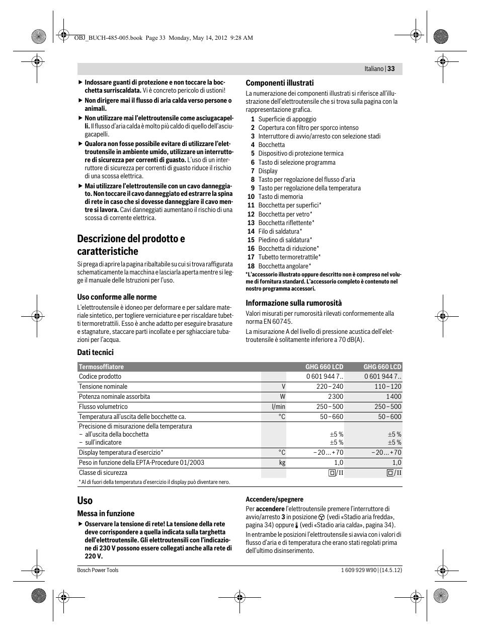 Descrizione del prodotto e caratteristiche | Bosch GHG 660 LCD Professional User Manual | Page 33 / 142