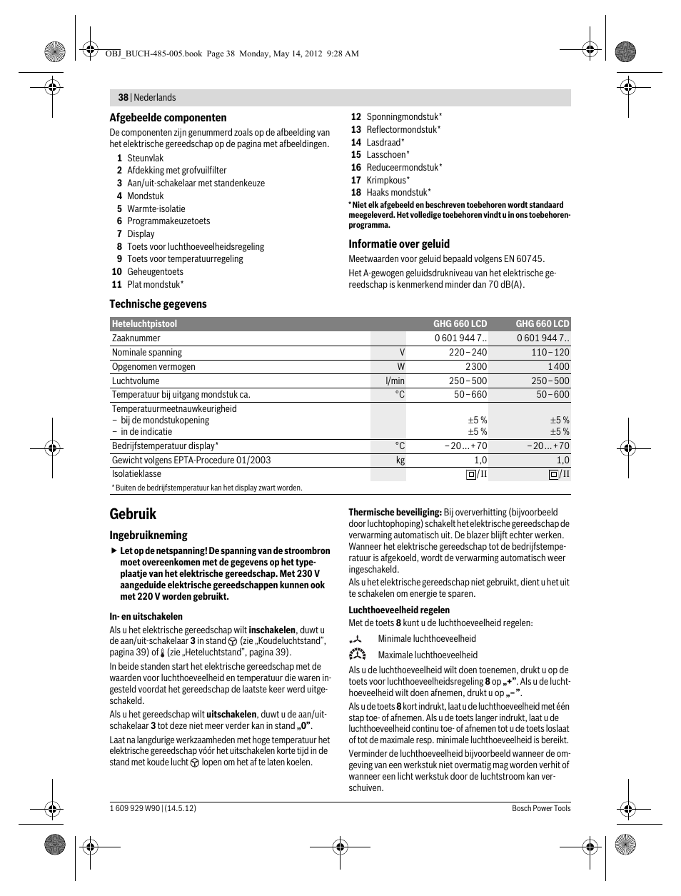 Gebruik | Bosch GHG 660 LCD Professional User Manual | Page 38 / 142