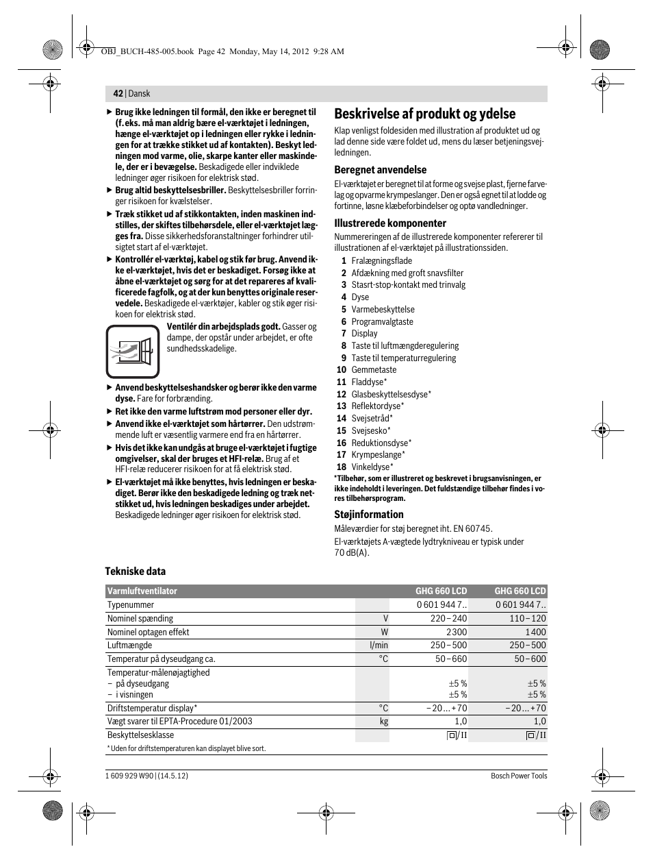 Beskrivelse af produkt og ydelse | Bosch GHG 660 LCD Professional User Manual | Page 42 / 142