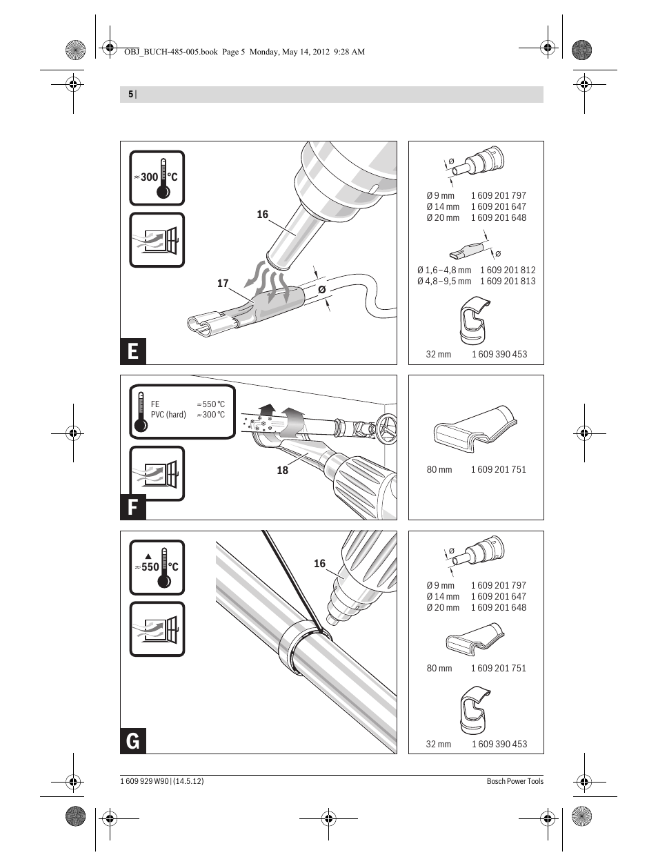 Gf e | Bosch GHG 660 LCD Professional User Manual | Page 5 / 142