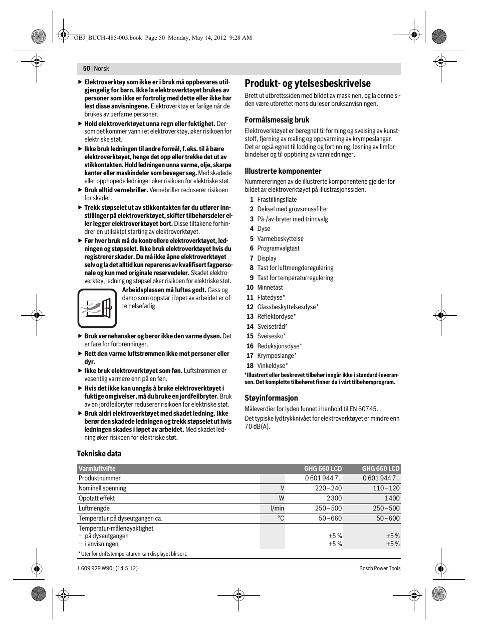 Produkt- og ytelsesbeskrivelse | Bosch GHG 660 LCD Professional User Manual | Page 50 / 142