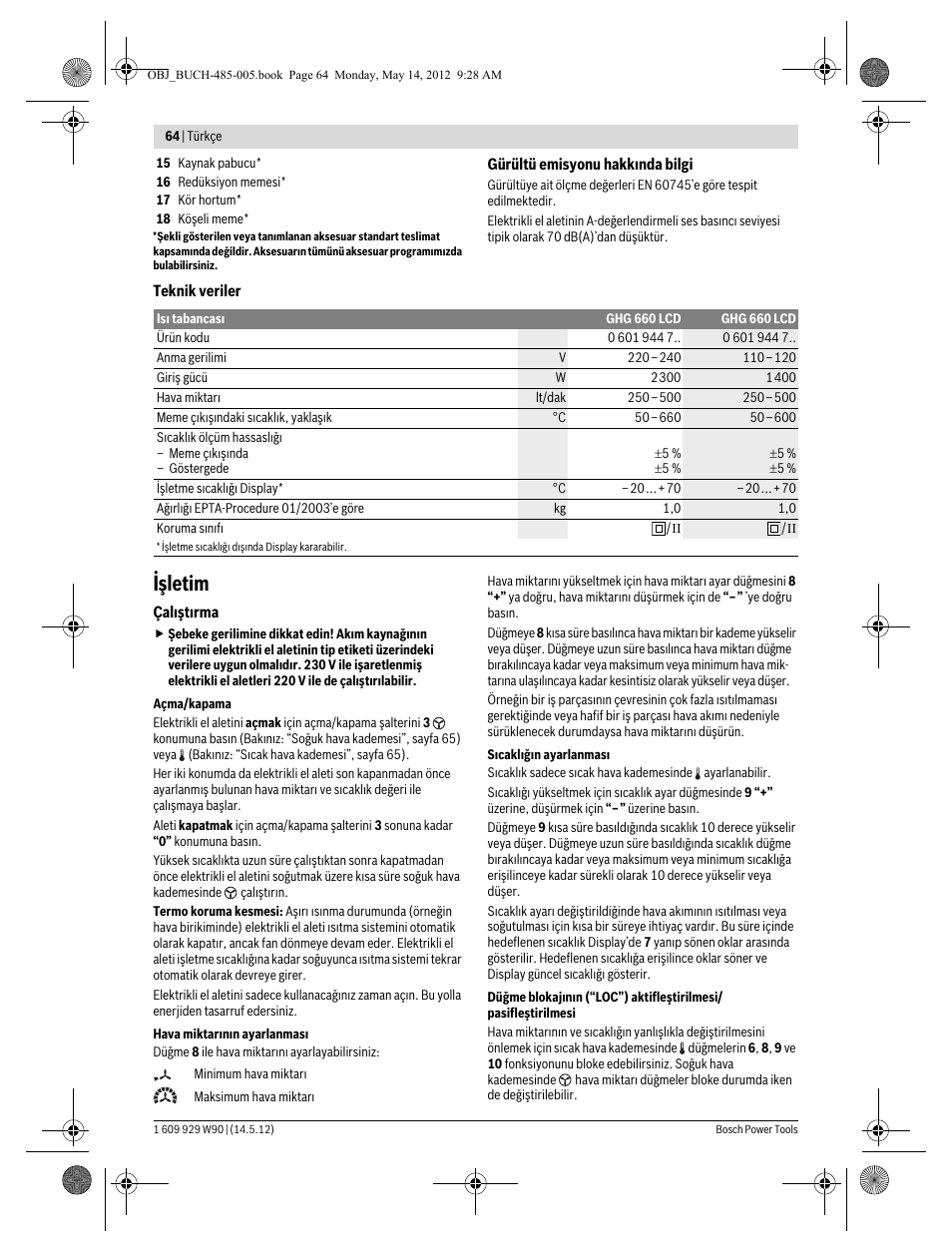 Işletim | Bosch GHG 660 LCD Professional User Manual | Page 64 / 142