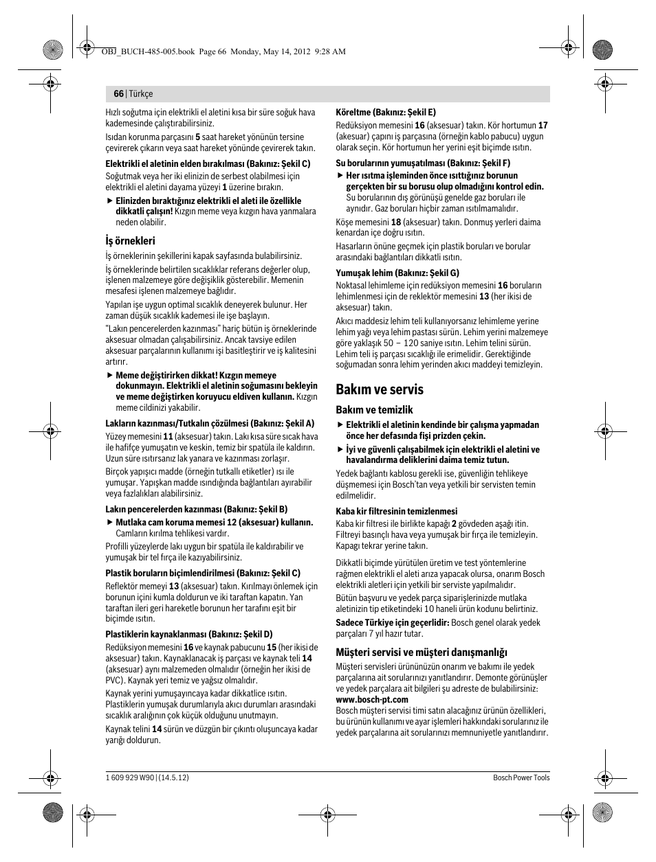 Bak m ve servis | Bosch GHG 660 LCD Professional User Manual | Page 66 / 142