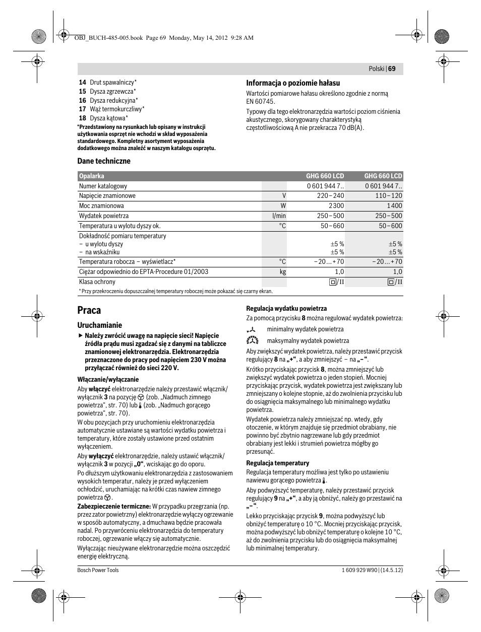 Praca | Bosch GHG 660 LCD Professional User Manual | Page 69 / 142