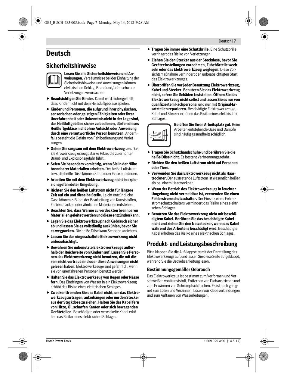 Deutsch, Sicherheitshinweise, Produkt- und leistungsbeschreibung | Bosch GHG 660 LCD Professional User Manual | Page 7 / 142