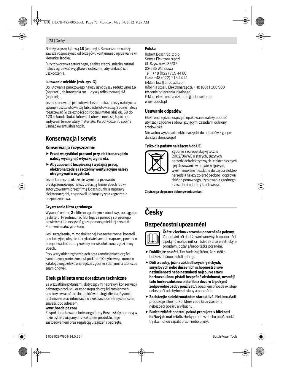 Česky, Konserwacja i serwis, Bezpečnostní upozornění | Bosch GHG 660 LCD Professional User Manual | Page 72 / 142