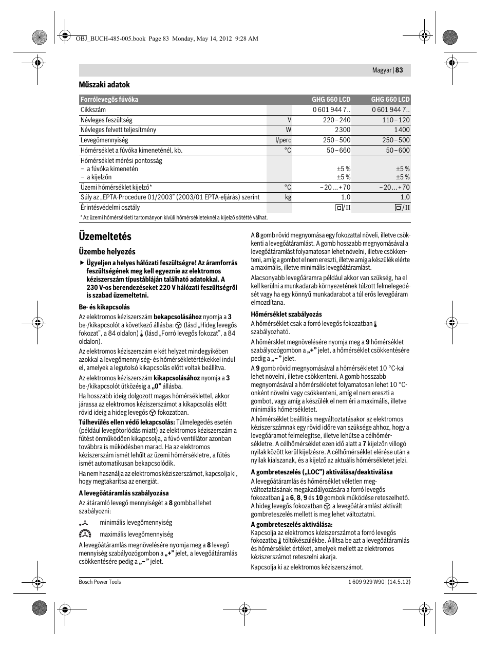 Üzemeltetés | Bosch GHG 660 LCD Professional User Manual | Page 83 / 142