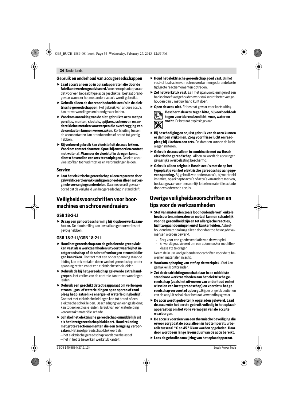 Bosch GSR 18-2-LI Professional User Manual | Page 34 / 146