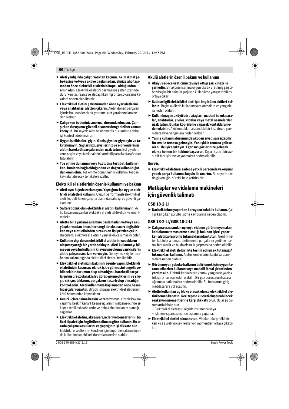 Bosch GSR 18-2-LI Professional User Manual | Page 60 / 146