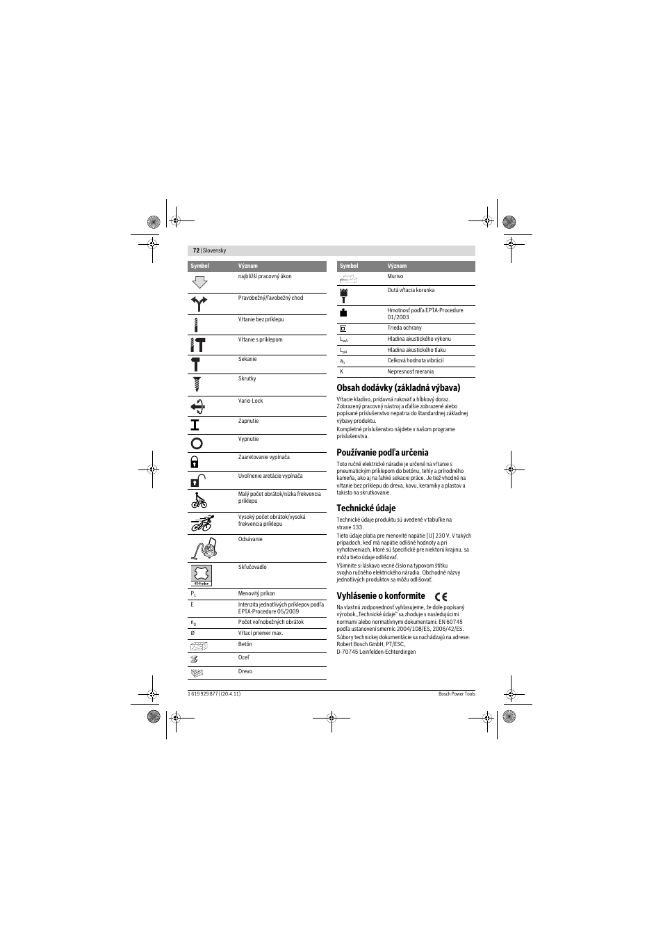 Bosch GBH 2-28 DFV Professional User Manual | Page 72 / 142