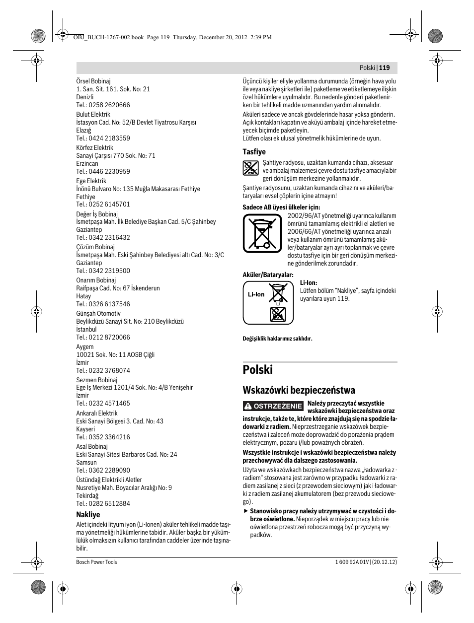 Polski, Wskazówki bezpieczeństwa | Bosch GML 50 Professional User Manual | Page 119 / 262