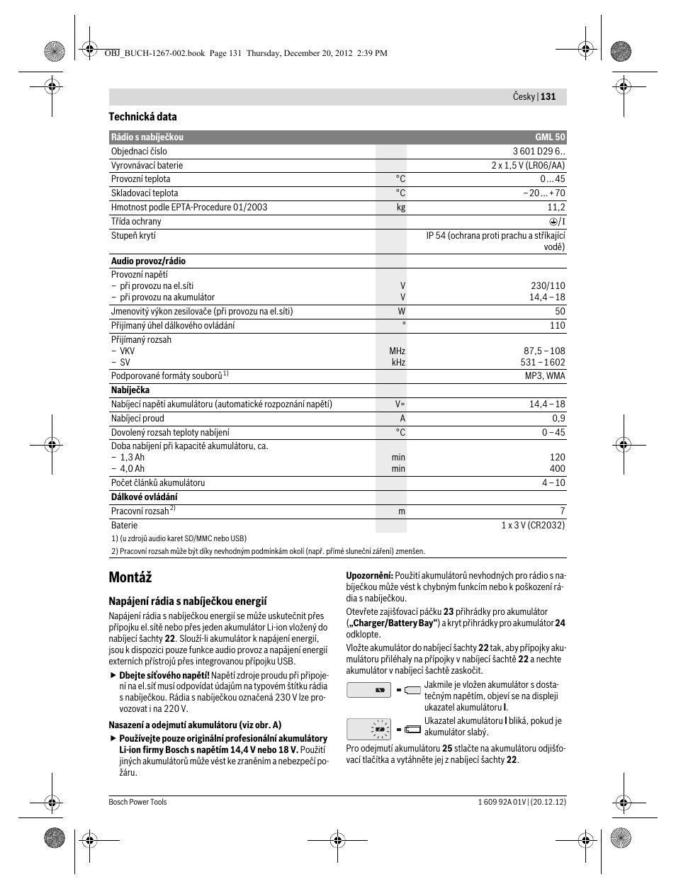 Montáž | Bosch GML 50 Professional User Manual | Page 131 / 262