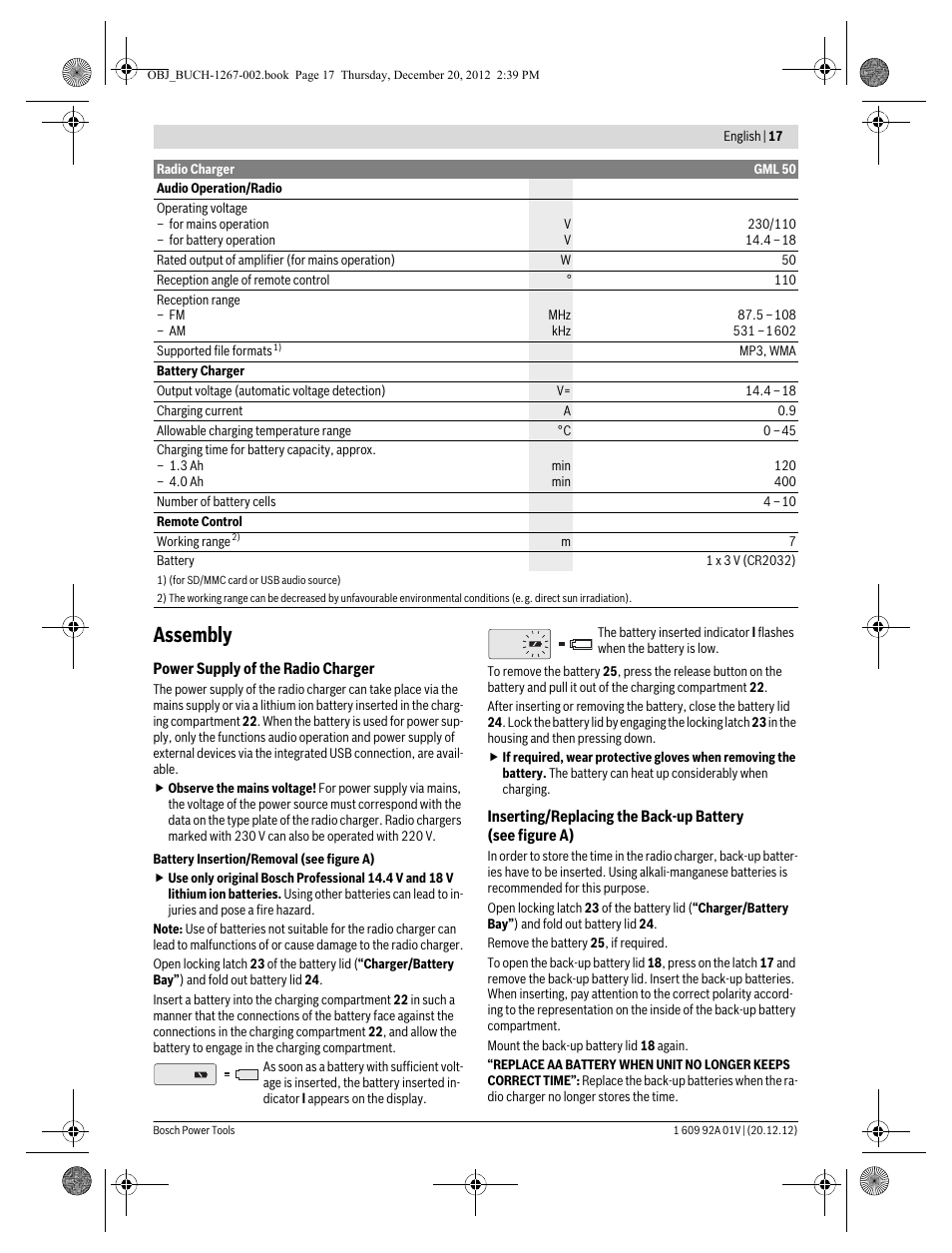 Assembly | Bosch GML 50 Professional User Manual | Page 17 / 262