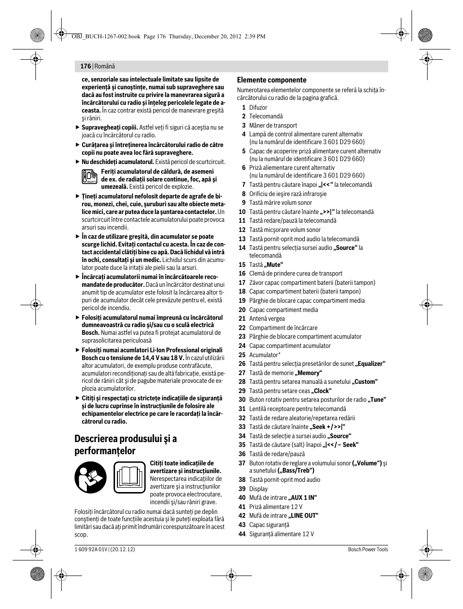 Descrierea produsului şi a performanţelor | Bosch GML 50 Professional User Manual | Page 176 / 262