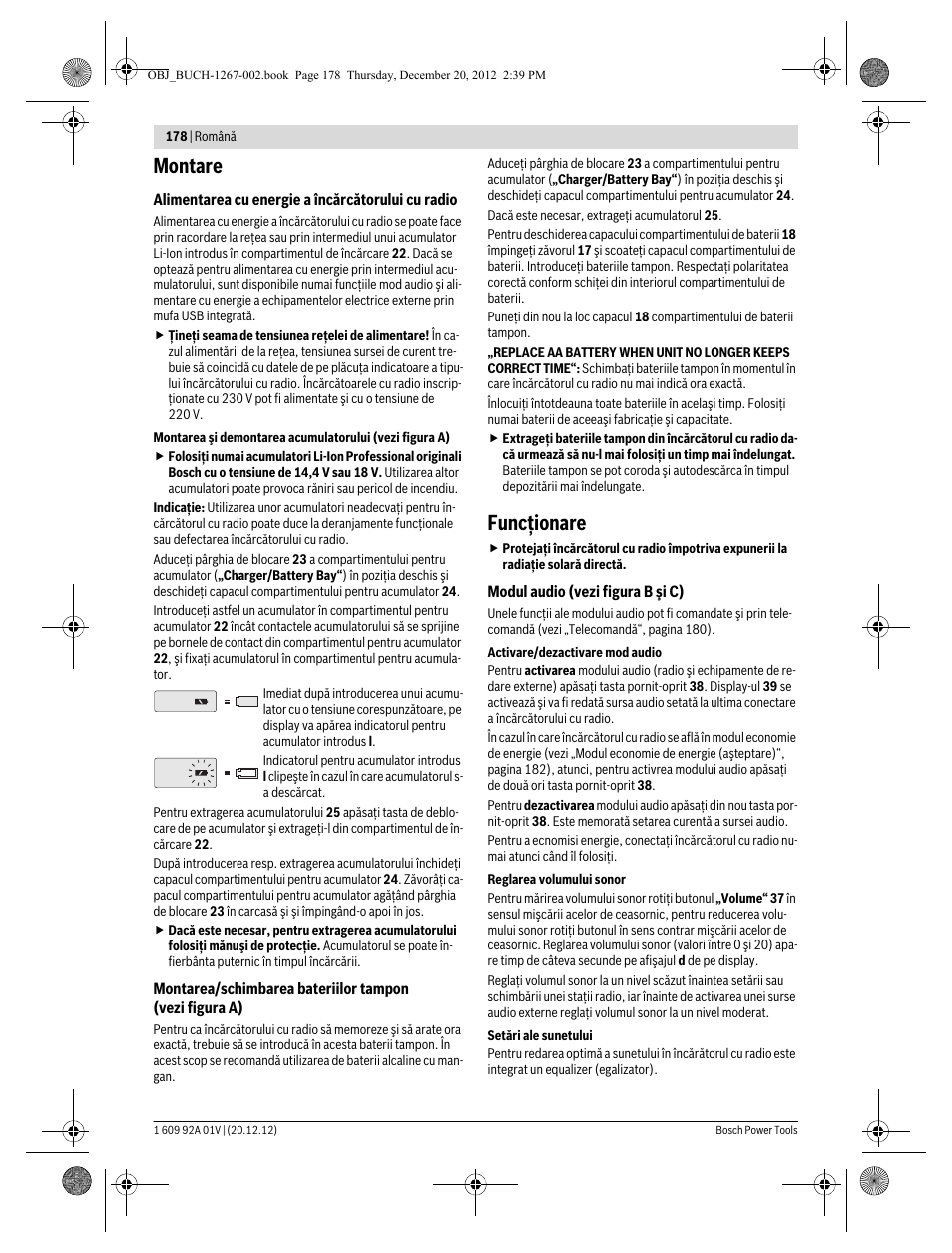 Montare, Funcţionare | Bosch GML 50 Professional User Manual | Page 178 / 262