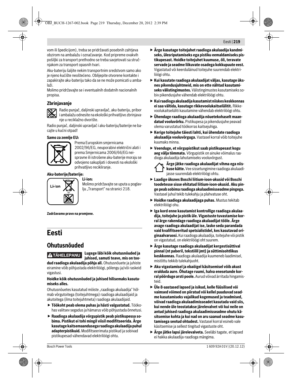 Eesti, Ohutusnõuded | Bosch GML 50 Professional User Manual | Page 219 / 262