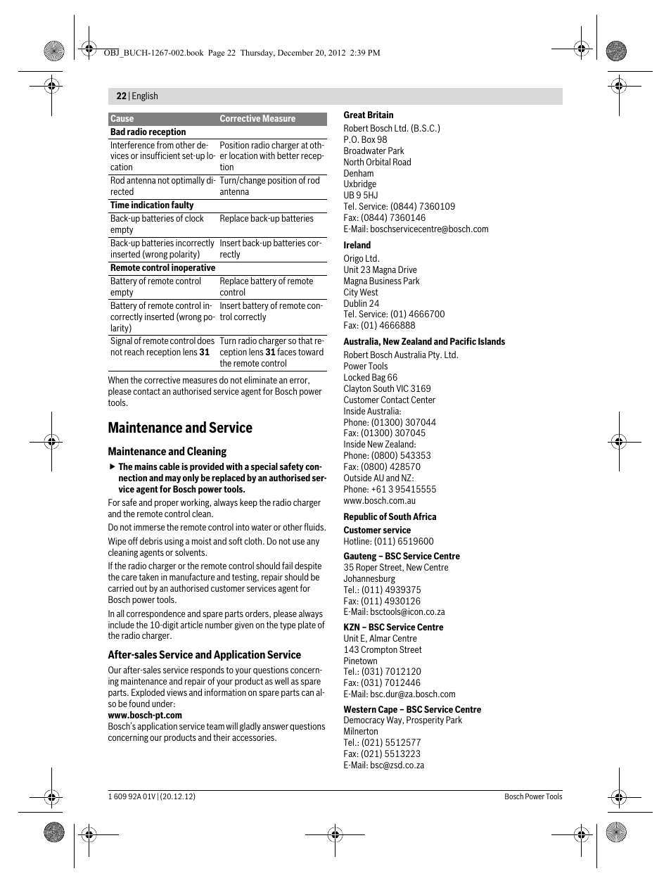 Maintenance and service | Bosch GML 50 Professional User Manual | Page 22 / 262