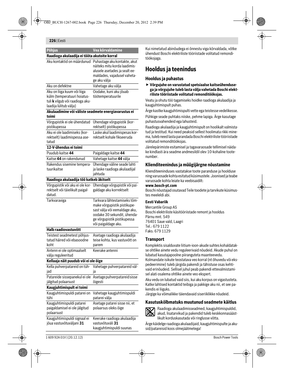 Hooldus ja teenindus | Bosch GML 50 Professional User Manual | Page 226 / 262