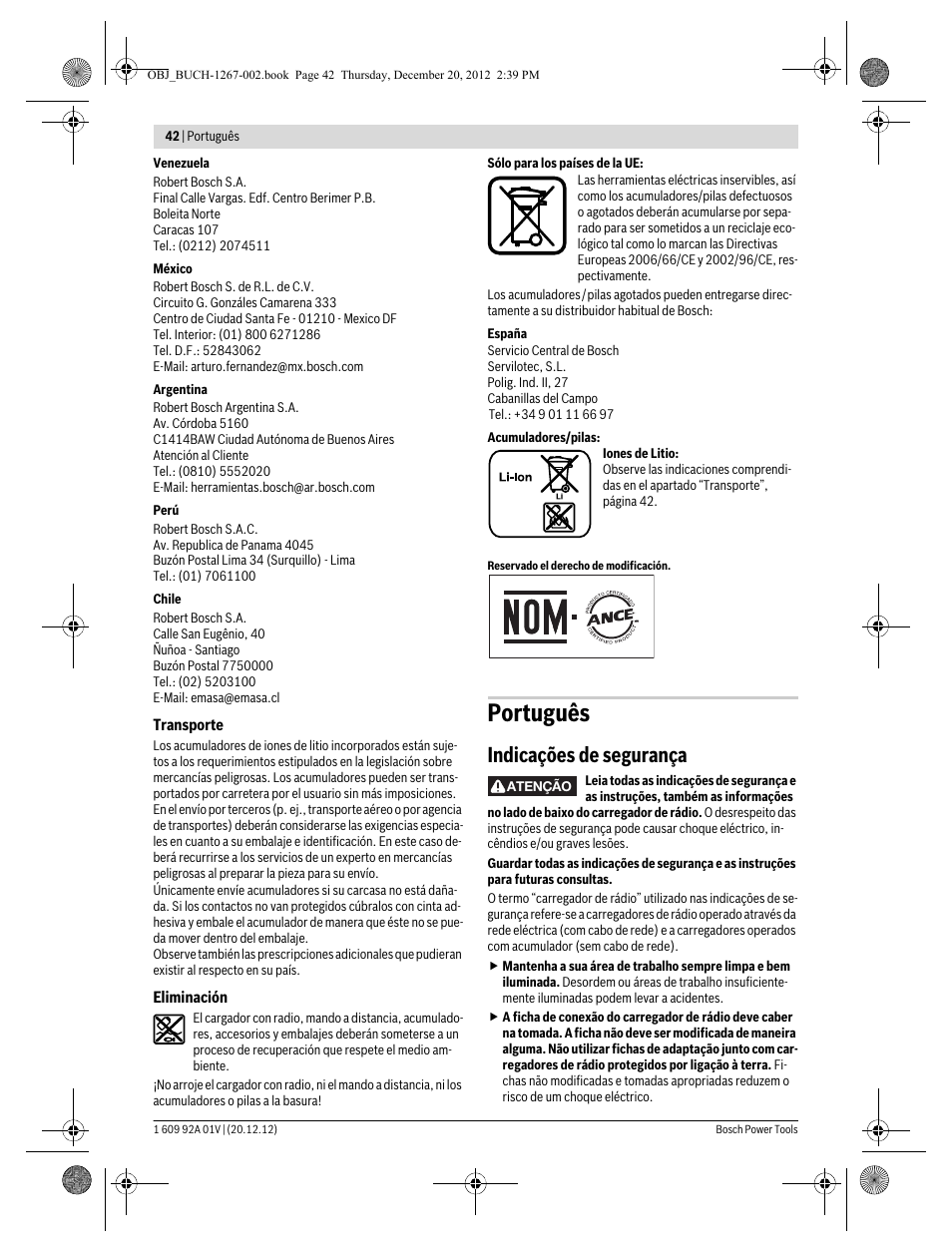 Português, Indicações de segurança | Bosch GML 50 Professional User Manual | Page 42 / 262