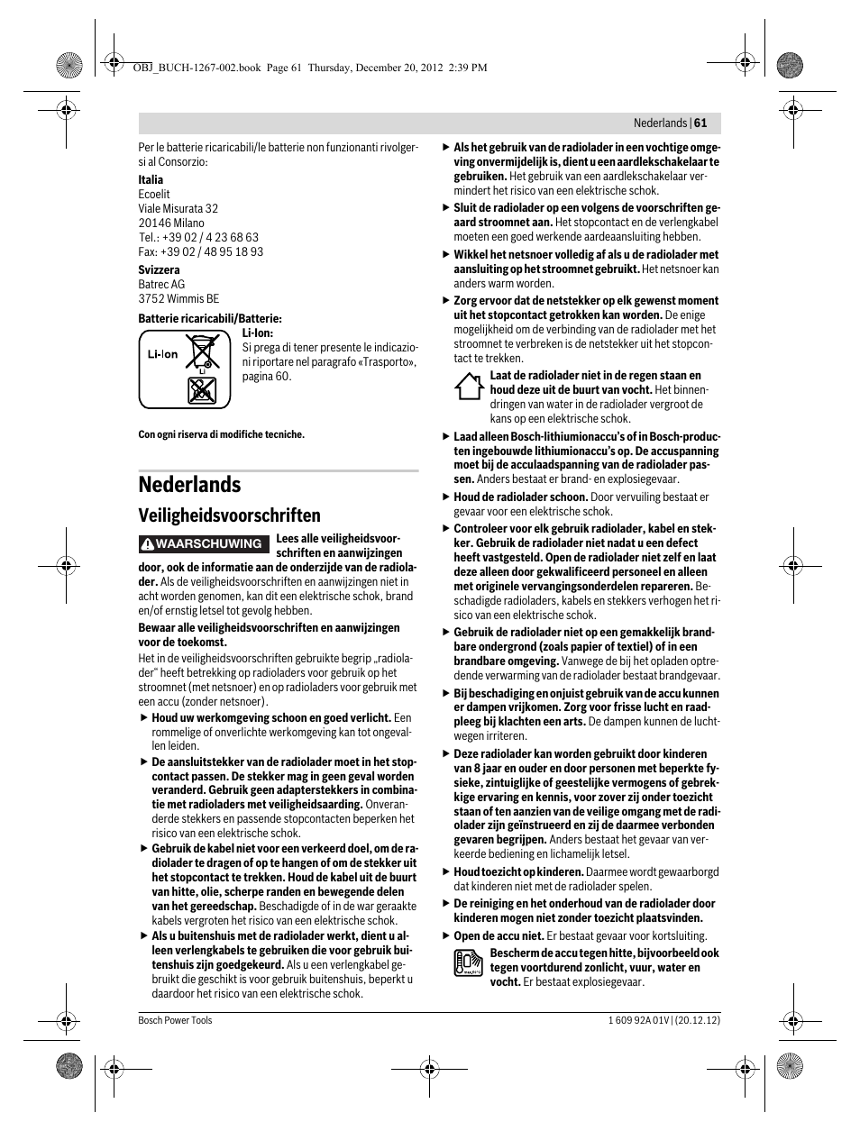 Nederlands, Veiligheidsvoorschriften | Bosch GML 50 Professional User Manual | Page 61 / 262