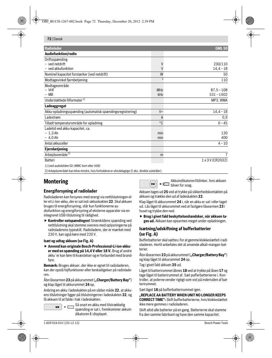 Montering | Bosch GML 50 Professional User Manual | Page 72 / 262